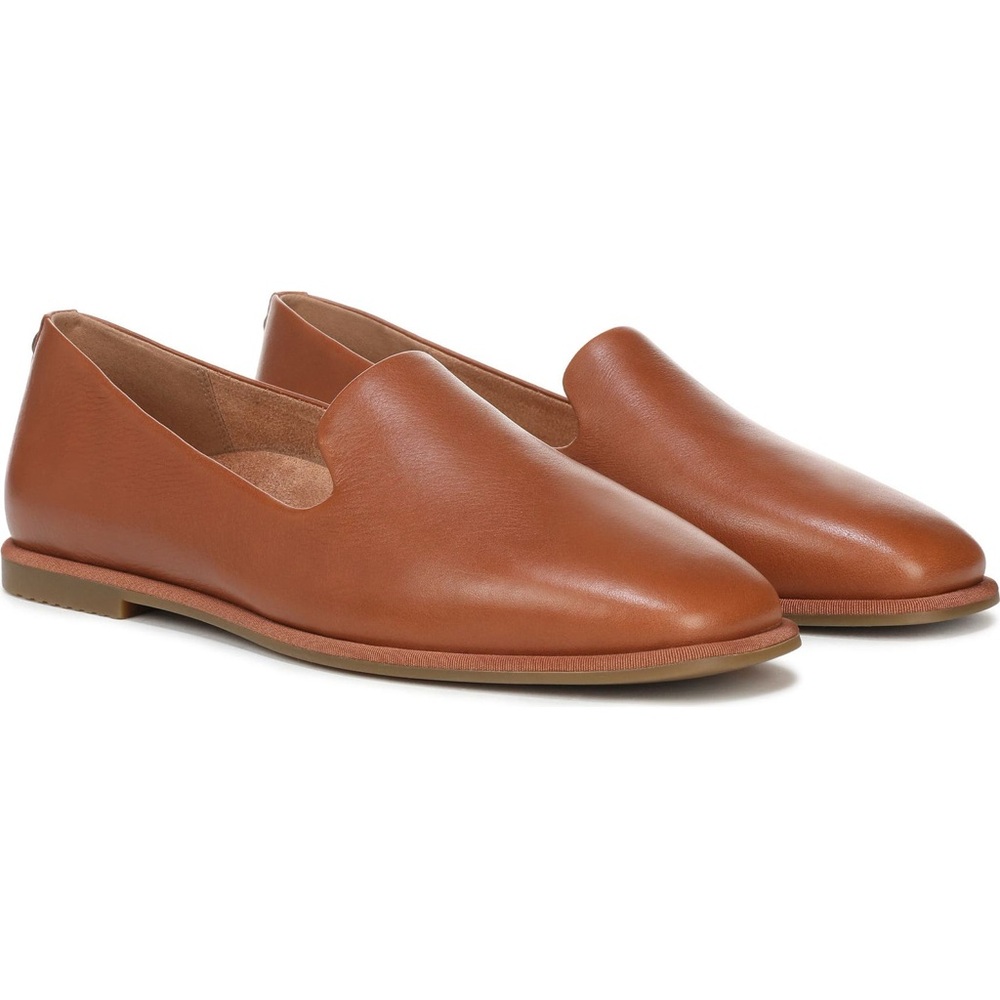 Vionic Willa 2.0 Slip On Leather Flat Loafer Arch Support Brown Camel 8 Comfort